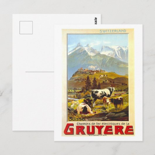  Gruyere Zwitserland Travel Poster Briefkaart (Voorkant / Achterkant)