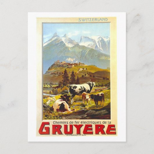 Gruyere Zwitserland Travel Poster Briefkaart (Voorkant)