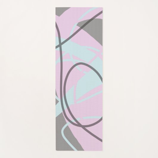 Gry / Taupe, Roze en Lichtblauw Abstract Modern Yogamat (Voorkant)
