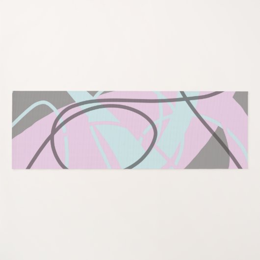 Gry / Taupe, Roze en Lichtblauw Abstract Modern Yogamat (Voorkant (horizontaal))
