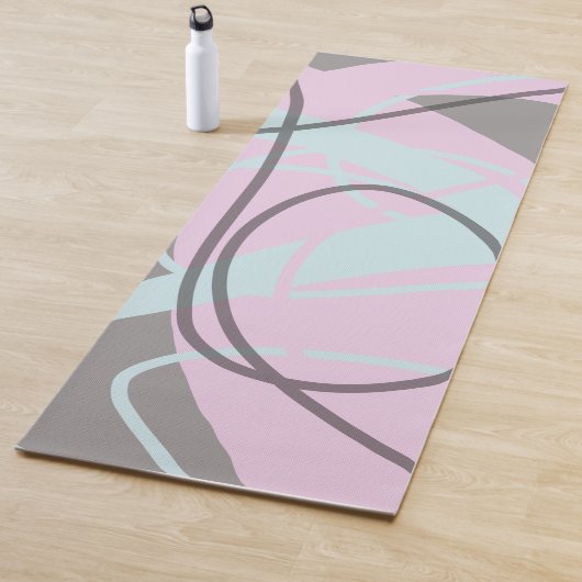 Gry / Taupe, Roze en Lichtblauw Abstract Modern Yogamat (In situ)
