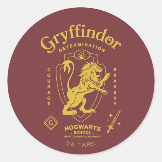 GRYFFINDOR™ Determination Courage Bravery Crest Ronde Sticker (Voorkant)
