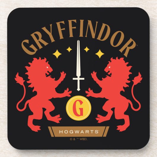 GRYFFINDOR™ House Double Lion Sword Graphic Bier Onderzetter (Voorkant)