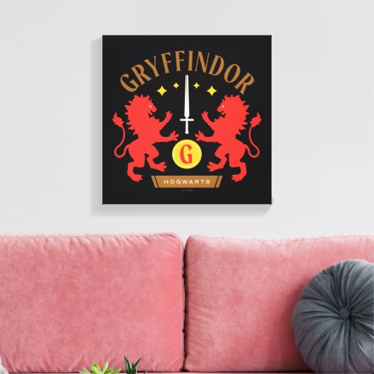 GRYFFINDOR™ House Double Lion Sword Graphic Canvas Afdruk (Insitu (Woonkamer))