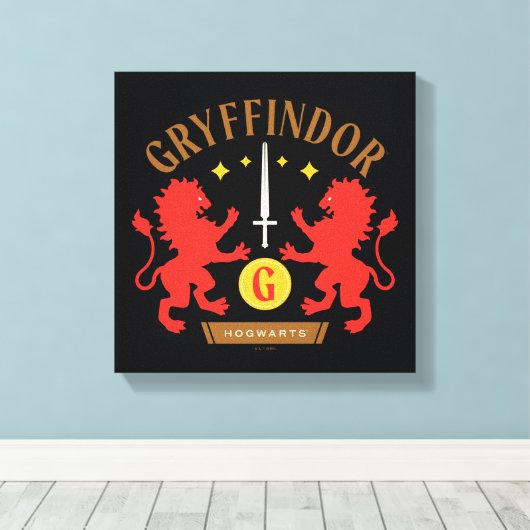 GRYFFINDOR™ House Double Lion Sword Graphic Canvas Afdruk (Insitu (Houten vloer))