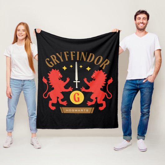 GRYFFINDOR™ House Double Lion Sword Graphic Fleece Deken (In situ)