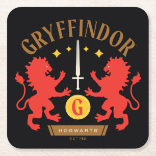 GRYFFINDOR™ House Double Lion Sword Graphic Kartonnen Onderzetters