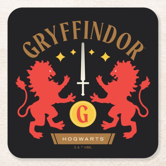 GRYFFINDOR™ House Double Lion Sword Graphic Kartonnen Onderzetters (Voorkant)