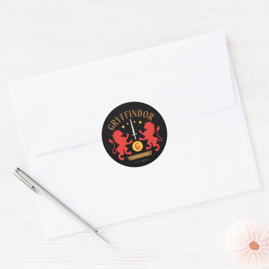 GRYFFINDOR™ House Double Lion Sword Graphic Ronde Sticker (Envelop)