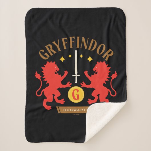 GRYFFINDOR™ House Double Lion Sword Graphic Sherpa Deken (Voorkant)