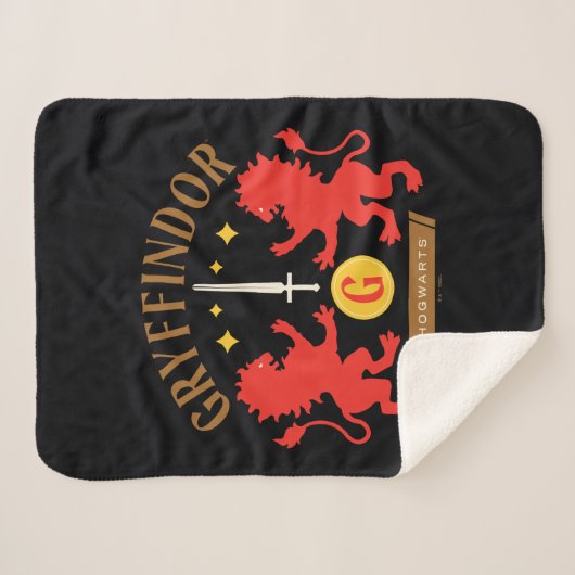 GRYFFINDOR™ House Double Lion Sword Graphic Sherpa Deken (Voorkant (horizontaal))