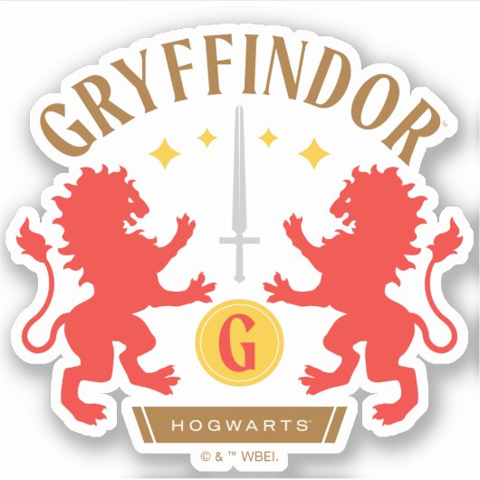 GRYFFINDOR™ House Double Lion Sword Graphic Sticker (Voorkant)