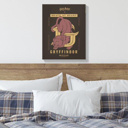 GRYFFINDOR™ Huis Dapper in hart en nieren Canvas Afdruk (Insitu (Slaapkamer))