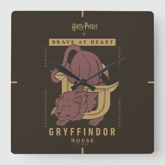 GRYFFINDOR™ Huis Dapper in hart en nieren Vierkante Klok (Voorkant)