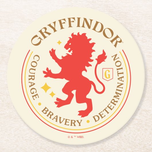 GRYFFINDOR™ Red Lion House Pride Badge Ronde Kartonnen Onderzetter (Voorkant)