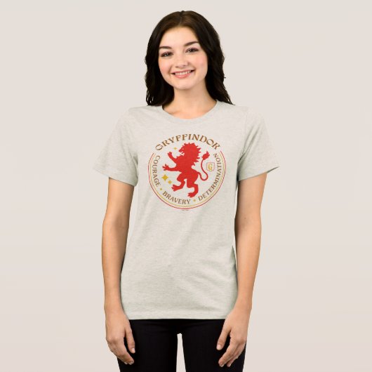 GRYFFINDOR™ Red Lion House Pride Badge Tri-Blend Shirt (Voorkant volledig)