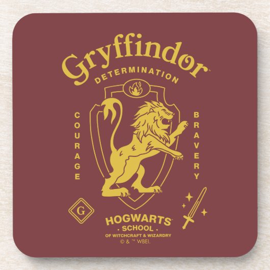GRYFFINDOR™ Vastberadenheid Moed Dapperheid Wapen Bier Onderzetter (Voorkant)