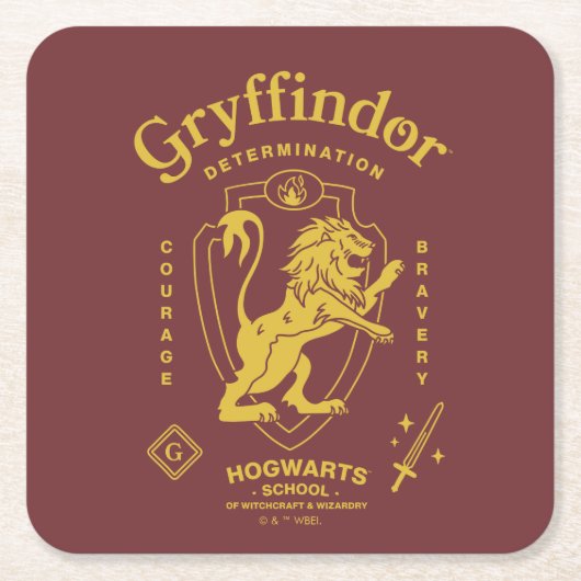 GRYFFINDOR™ Vastberadenheid Moed Dapperheid Wapen  Kartonnen Onderzetters (Voorkant)