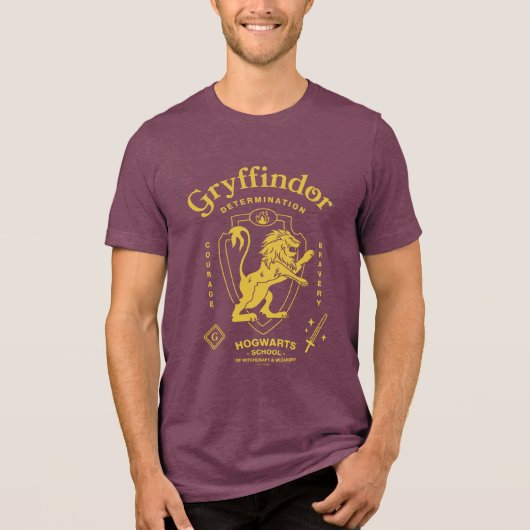 GRYFFINDOR™ Vastberadenheid Moed Dapperheid Wapen Tri-Blend Shirt (Voorkant)