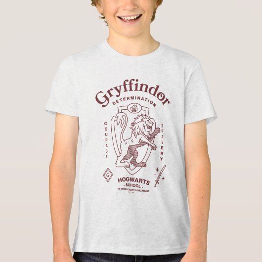 GRYFFINDOR™ Vastberadenheid Moed Dapperheid Wapen Tri-Blend Shirt (Voorkant)