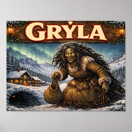 Gryla IJslandse kerstkind poster (Voorkant)