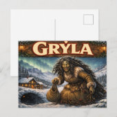 Gryla IJslandse kerstman postkaart (Voorkant / Achterkant)