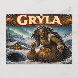 Gryla IJslandse kerstman postkaart