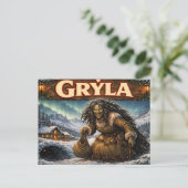 Gryla IJslandse kerstman postkaart (Staand voorkant)