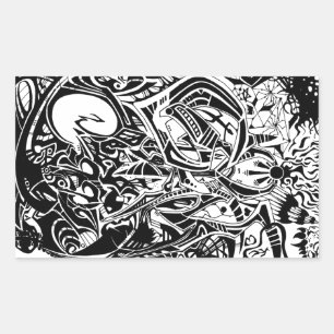 GRYM - Abstracte zwart-witkunst Rechthoekige Sticker