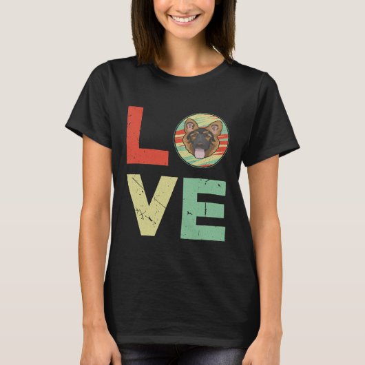 GSD052 - German Shepherd Love T-shirt (Voorkant)