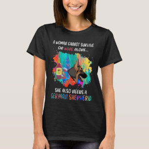 GSD101 - Een vrouw kan niet alleen op wijn overlev T-shirt
