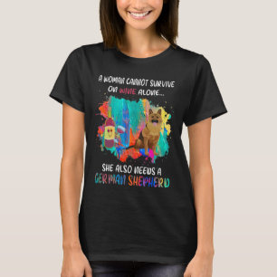 GSD107 - Een vrouw kan niet alleen op wijn overlev T-shirt