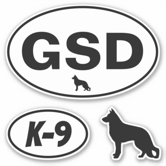 GSD German Shepherd Dog K-9 Oval Sticker Set (Voorkant)