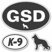 GSD German Shepherd Dog K-9 Oval Sticker Set (Voorkant)