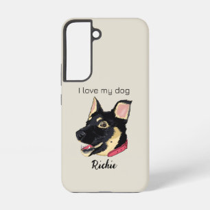 GSD Puppy Illustratie Monogram Hond Liefhebber Cad Samsung Galaxy Hoesje