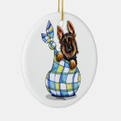 GSD Sack Puppy First Kerstmis op maat Keramisch Ornament (Rechts)