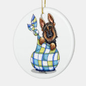 GSD Sack Puppy First Kerstmis op maat Keramisch Ornament (Links)