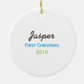 GSD Sack Puppy First Kerstmis op maat Keramisch Ornament (Achterkant)