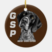 GSP German Short Hazard Pointer Dog Mam Pap Best Keramisch Ornament (Achterkant)