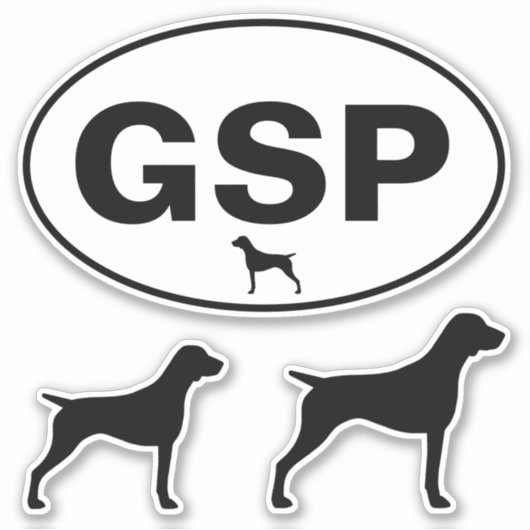 GSP German Shorthaired Pointer Vinyl Sticker Set (Voorkant)