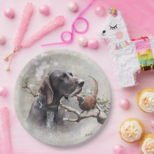 GSP Hunting Art – Precision, Passion, and Pheasant Papieren Bordje (Feest)