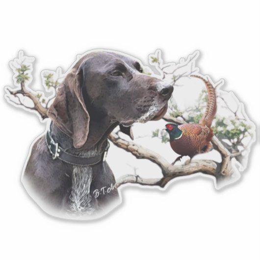 GSP Hunting Art – Precision, Passion, and Pheasant Sticker (Voorkant)