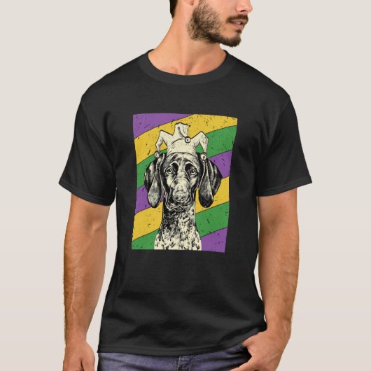 GSP Jester Mardi Gras Dog Mom or Dad T-shirt (Voorkant)