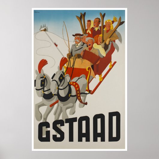 Gstaad Ski-poster Zwitserland Reisposter Poster (Voorkant)