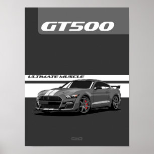 GT500 Muscle Car Poster – Grijs