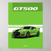 GT500 Muscle Car Poster – Groen (Voorkant)