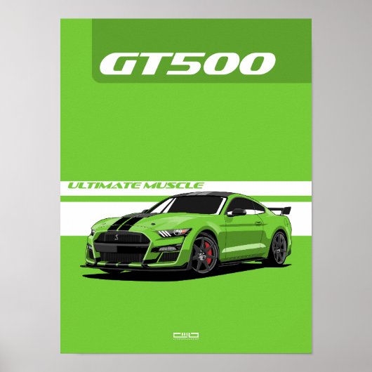 GT500 Muscle Car Poster – Groen (Voorkant)