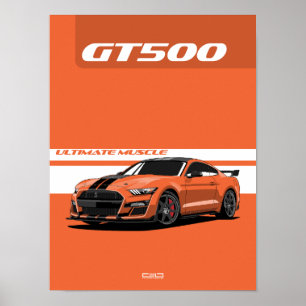 GT500 Muscle Car Poster – Sinaasappel