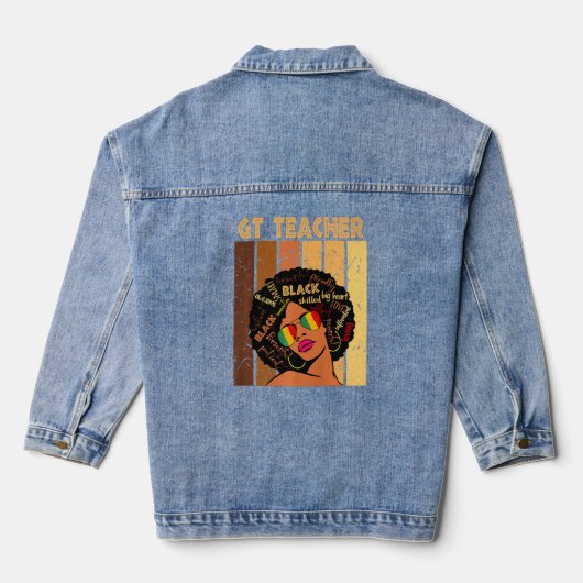 Gt-leraar Afro Afrikaanse American Black History M Denim Jacket (Achterkant)