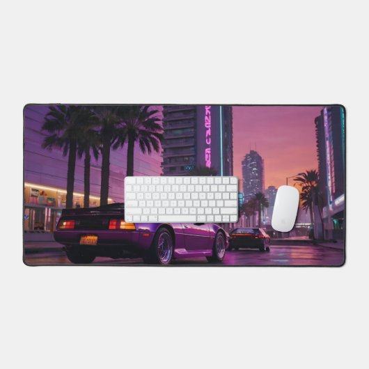 GTA 6 Vibe Desk Mat Retro Car in Neon Desk Mat (Keyboard & Muis)